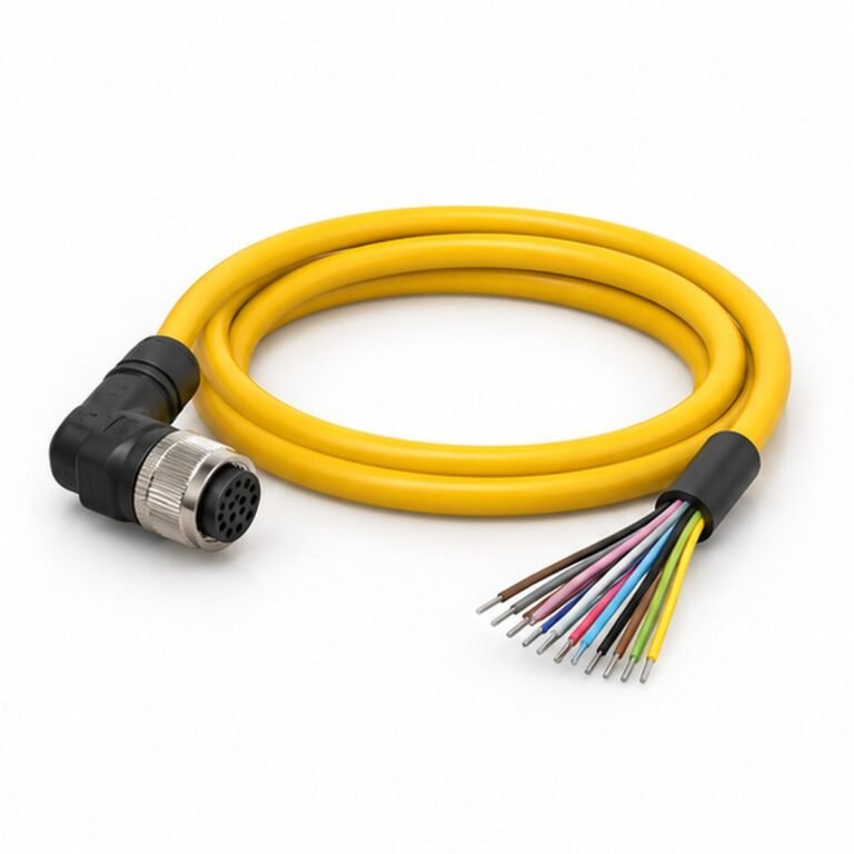 M12 12-Pin Right-Angle Open-End Camera I/O Cable