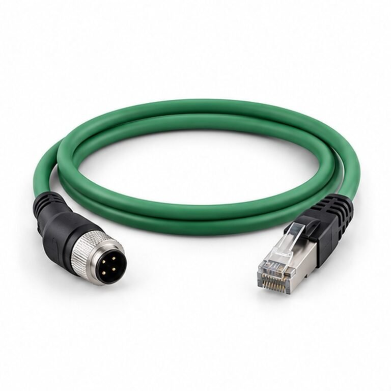 M12 4-Pin Right-Angle to SM-RJ45H Ethernet Cable