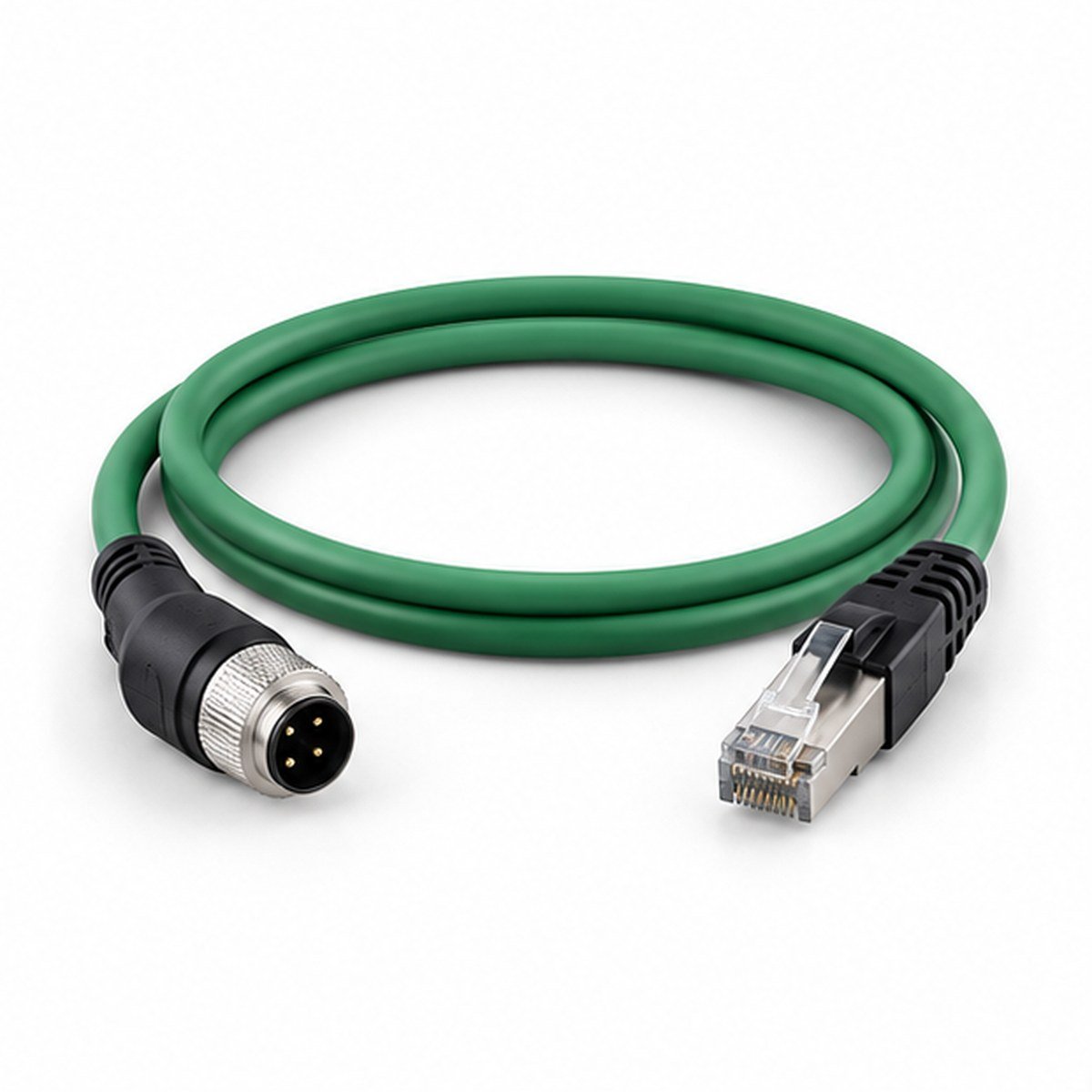 M12 4-Pin Right-Angle to SM-RJ45H Ethernet Cable product view 1