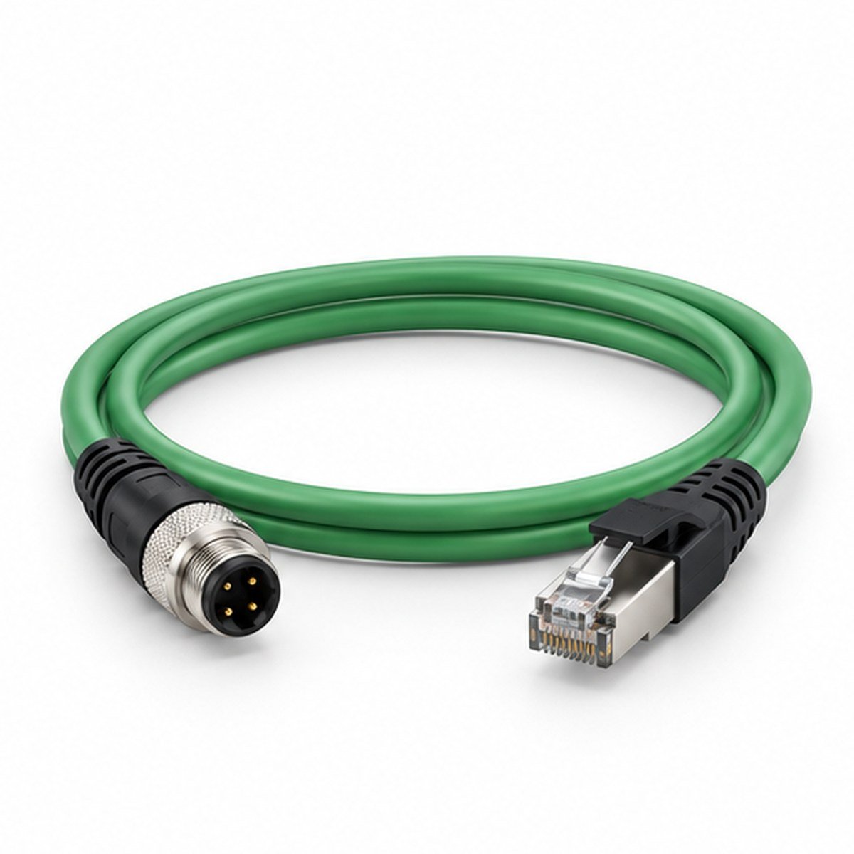 M12 4-Pin Straight to SM-RJ45H Ethernet Cable product view 1