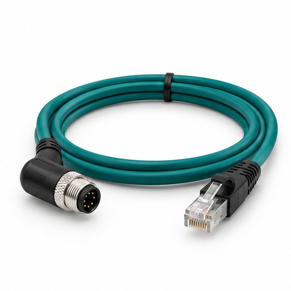 M12 8-Pin Right-Angle to RJ45 Industrial Ethernet Cable product view 1