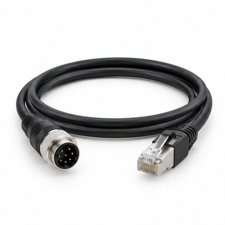 M12 8-Pin Straight to Standard RJ45 Ethernet Cable