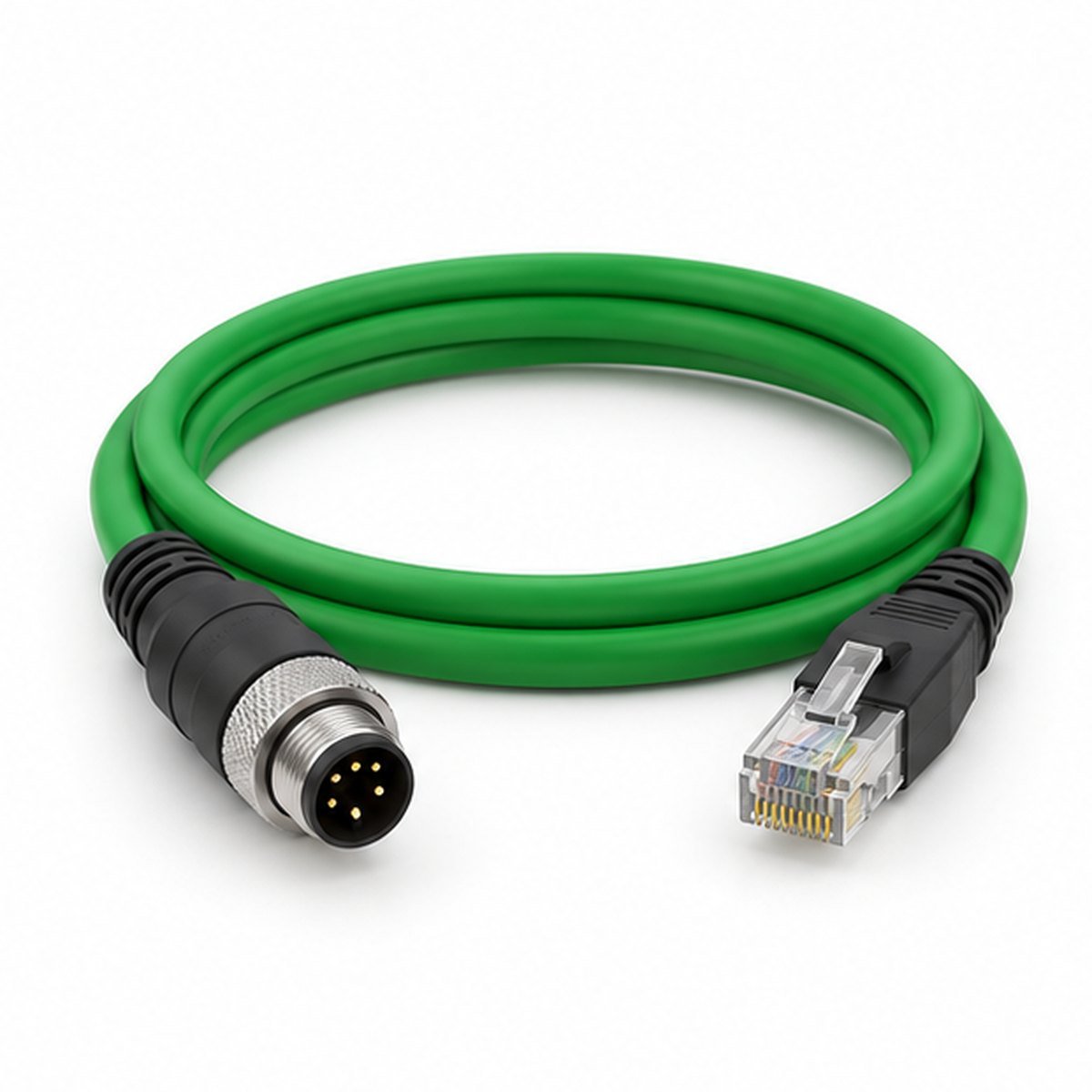 M12 A-Coded 8-Pin Male to RJ45 Cable product view 1