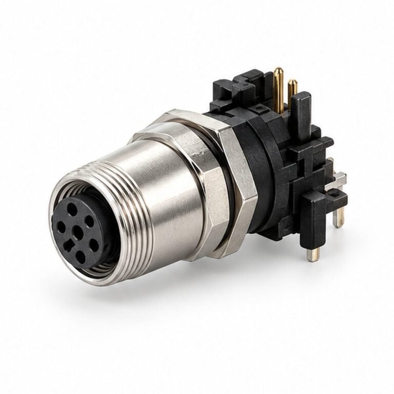 M12 Female 90-Degree PCB Panel Receptacle