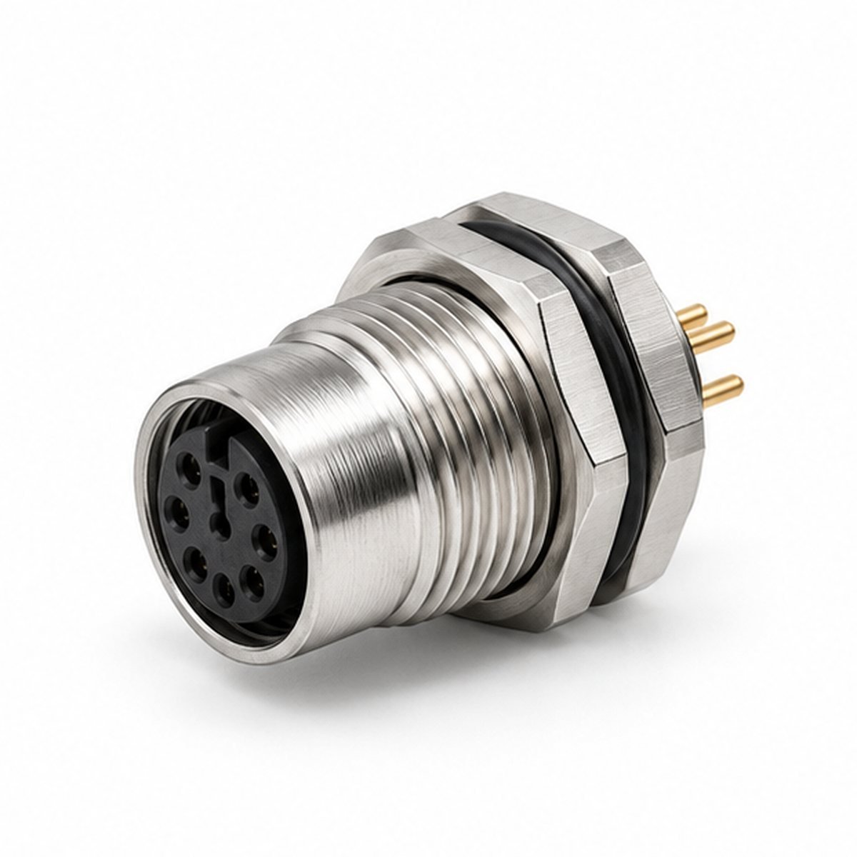 M12 Front-Mount Female Panel Receptacle product view 1