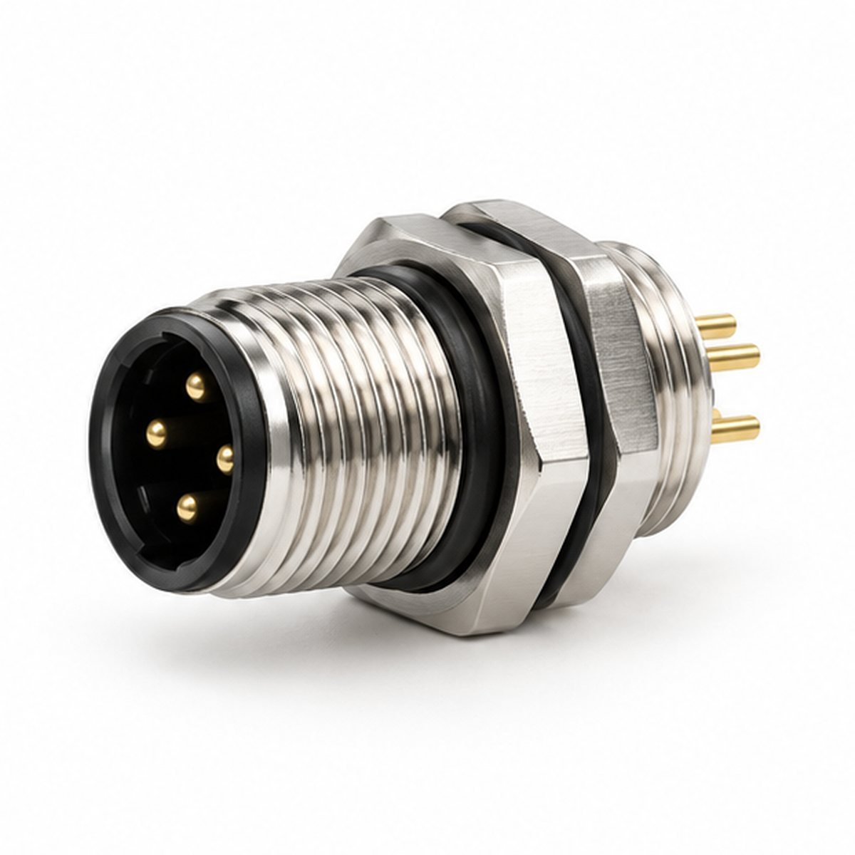 M12 Front-or-Rear-Mount Male Bulkhead Receptacle product view 1