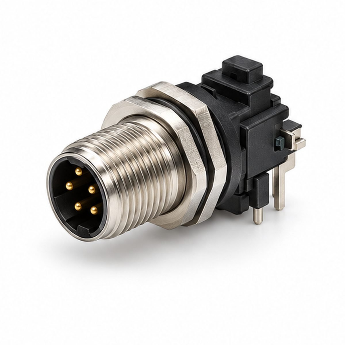 M12 Male 90-Degree PCB Panel Receptacle product view 1