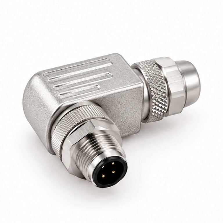 M12 Metal Field-Wireable Male Right-Angle Connector