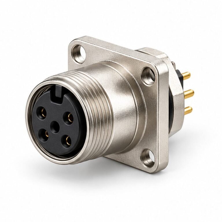M12 Square-Flange Female Panel Receptacle