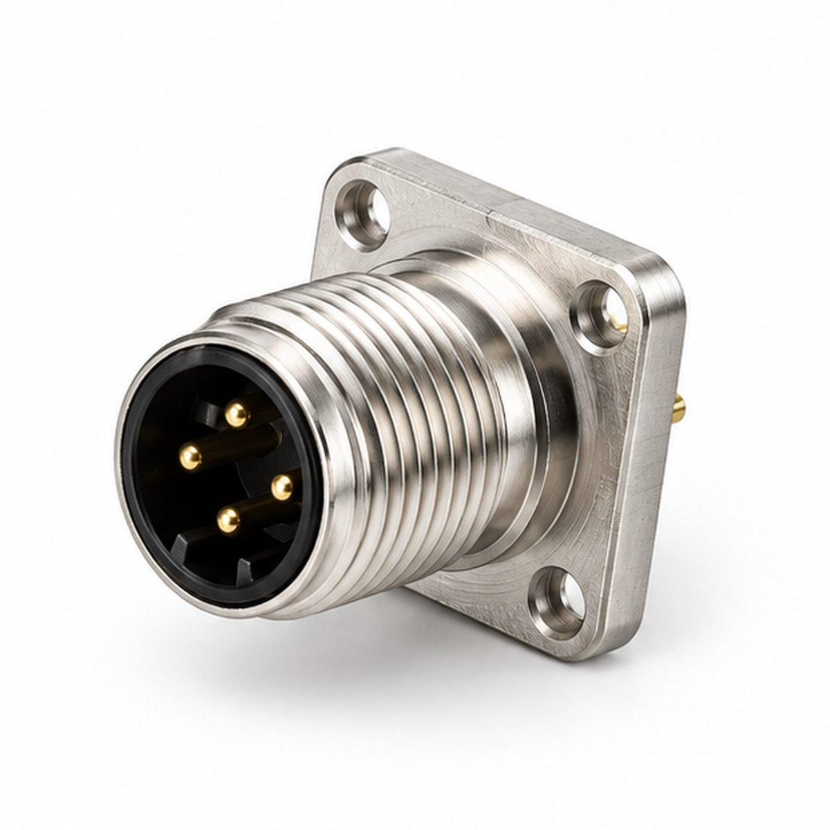 M12 Square-Flange Male Panel Receptacle product view 1