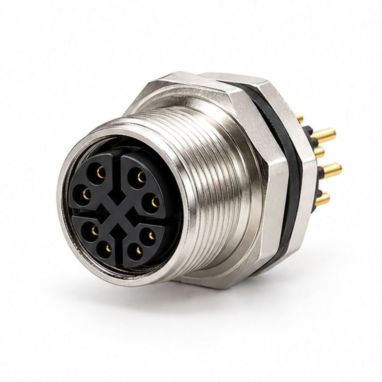 M12 X-Coded Female Rear-Mount Panel Receptacle