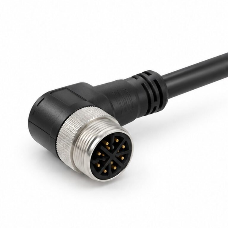 M12 X-Coded Molded Male Cable Connector Straight or Right-Angle