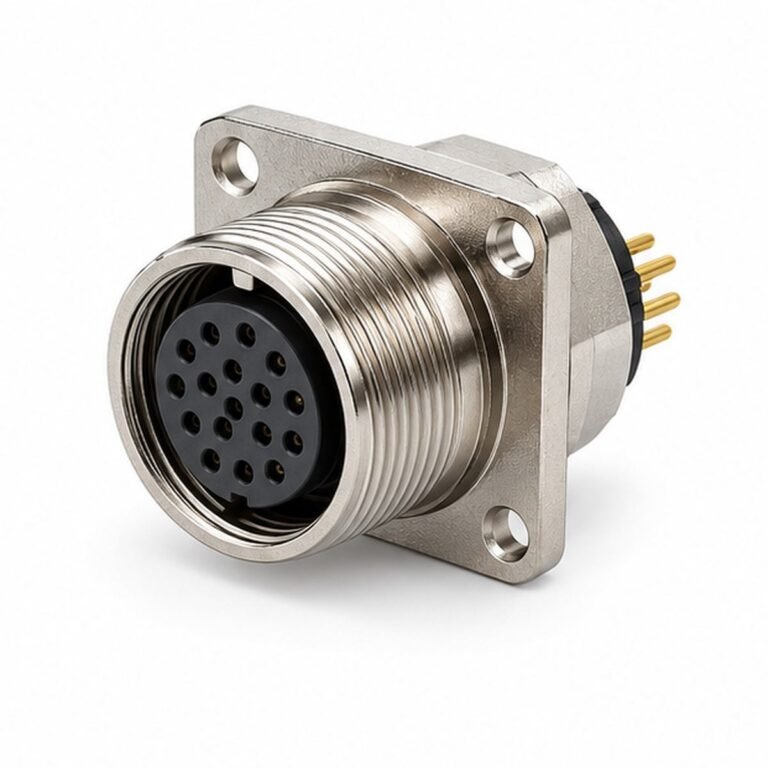 M16 Square-Flange Female Panel Receptacle