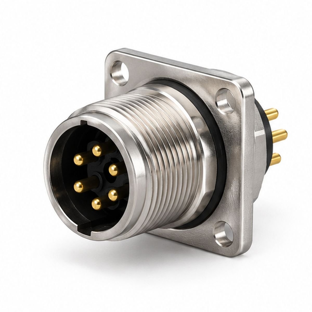 M16 Square-Flange Male Panel Receptacle product view 1