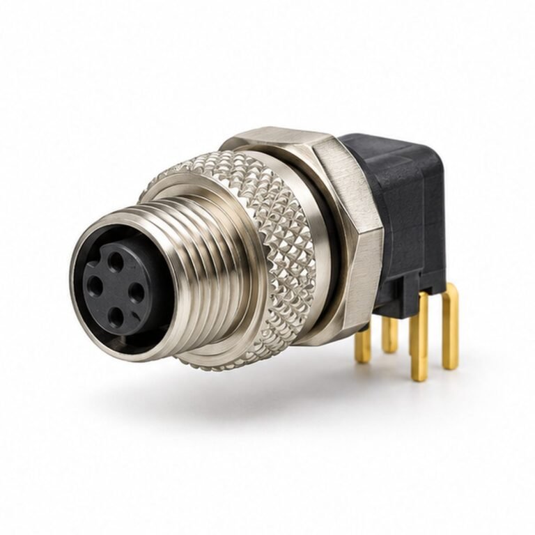 M8 Female 90-Degree PCB Panel Receptacle