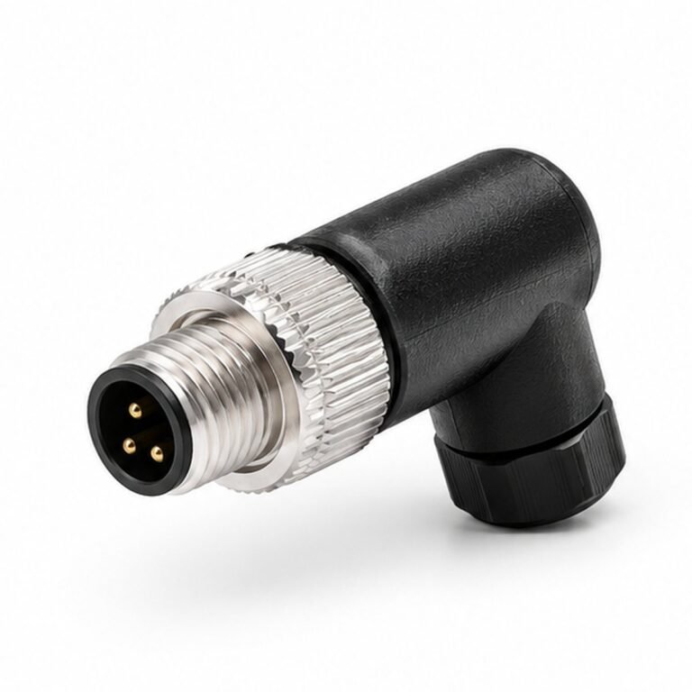 M8 Plastic Field-Wireable Male Right-Angle Connector