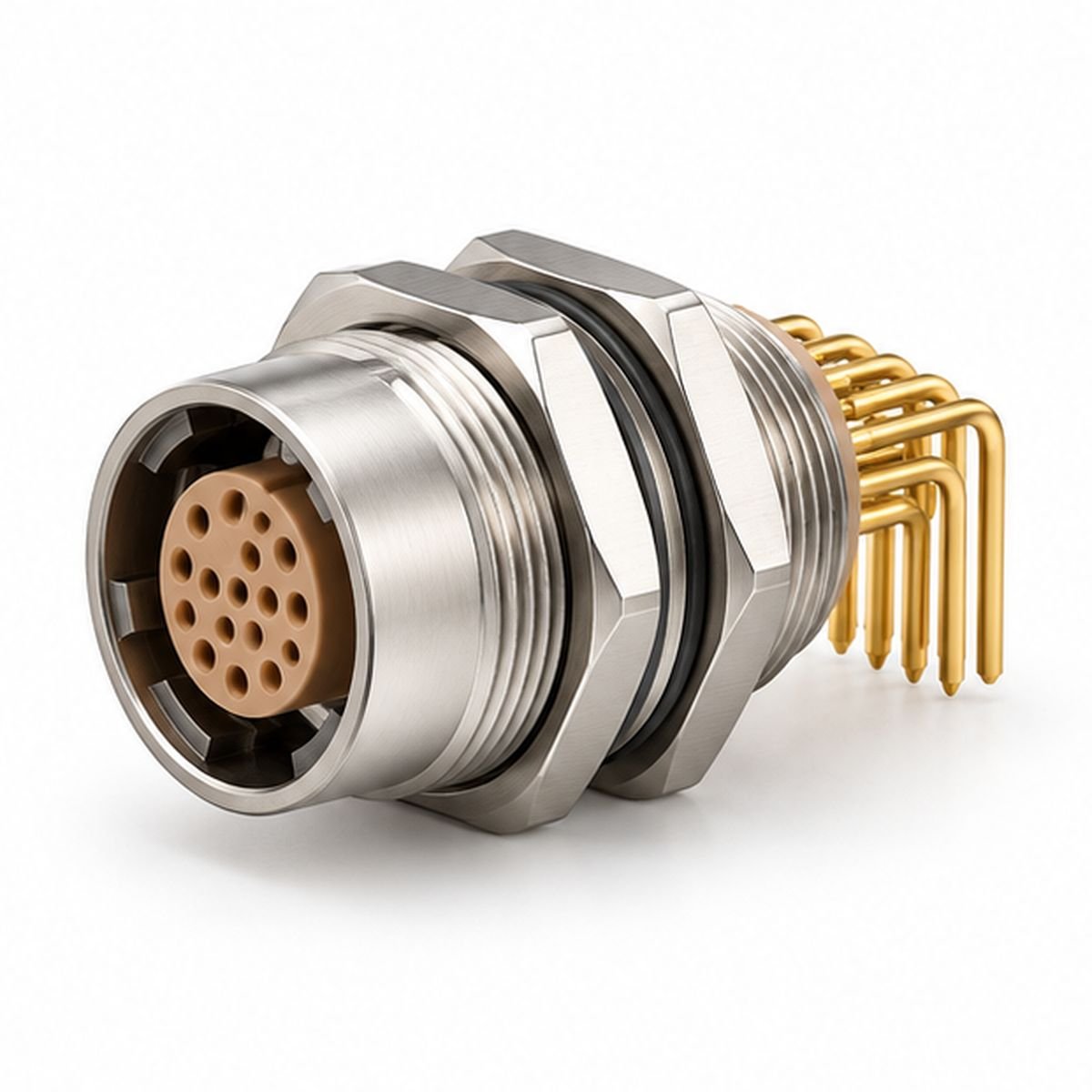 S-ZRD Double-Nut Multipole Receptacle with Long Right-Angle Pins product view 1