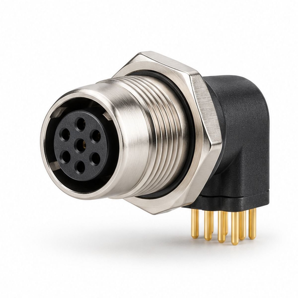 S-ZXL 90-Degree Multipole PCB Receptacle with Nut product view 1