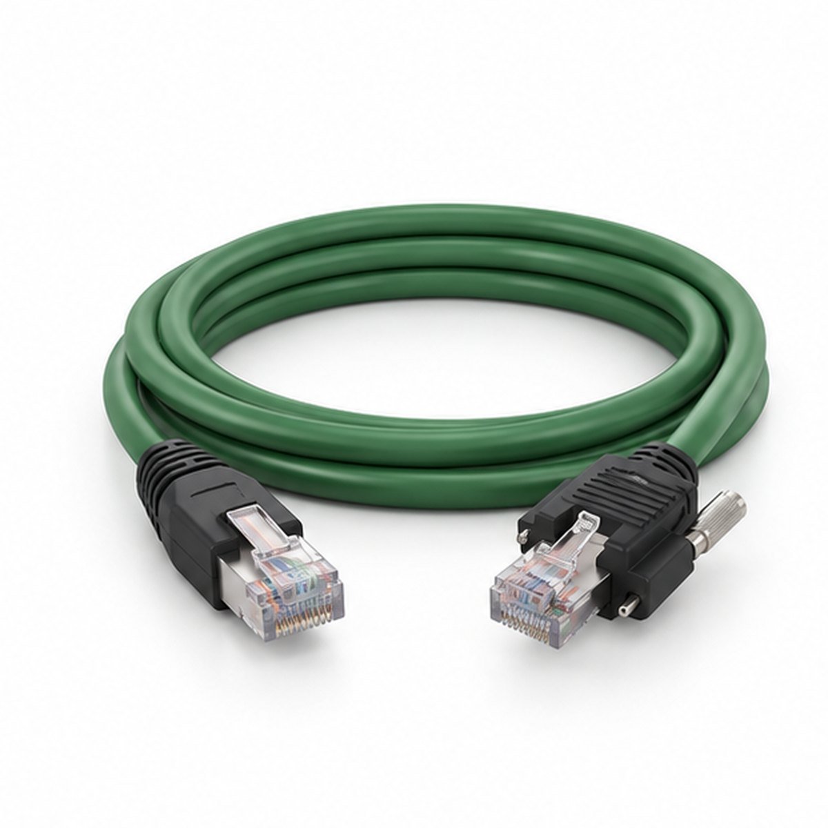 Straight RJ45 to Vertical-Locking RJ45 High-Flex GigE Cable product view 1